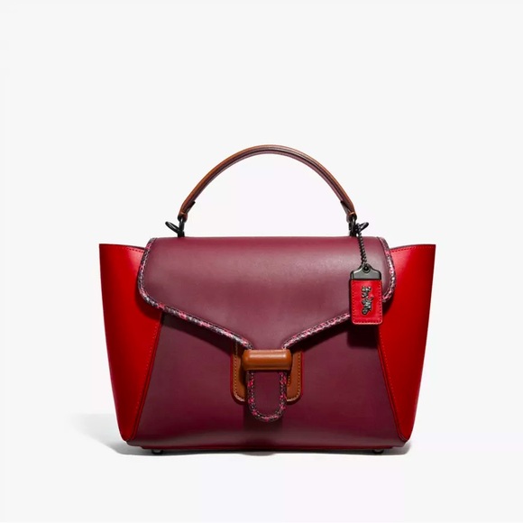 Coach Courier Carryall In Colorblock Leather With Snakeskin Detail Totes